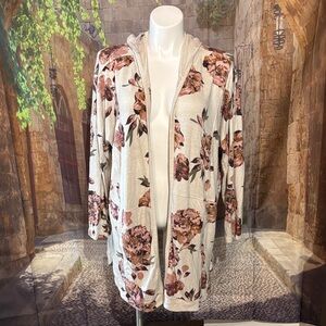 Maurices Floral Open-Front Cardigan